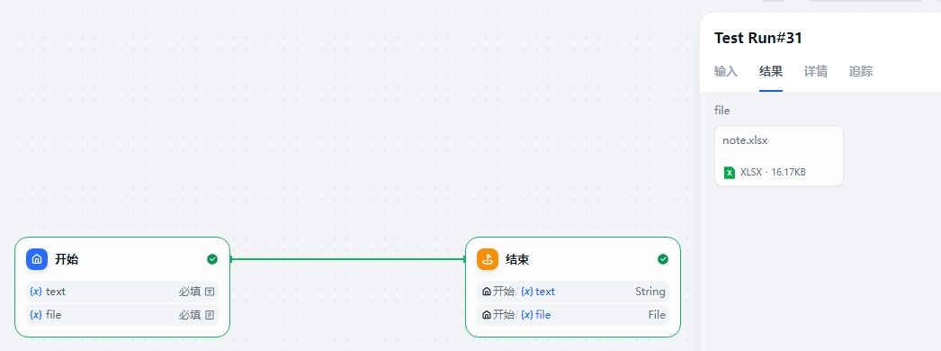 Single end node with both text and file variables